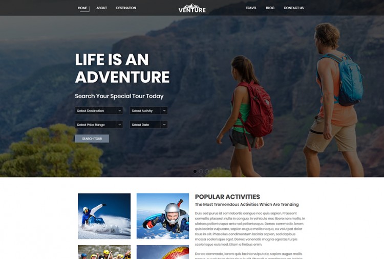 Adventure Travel Website Templates