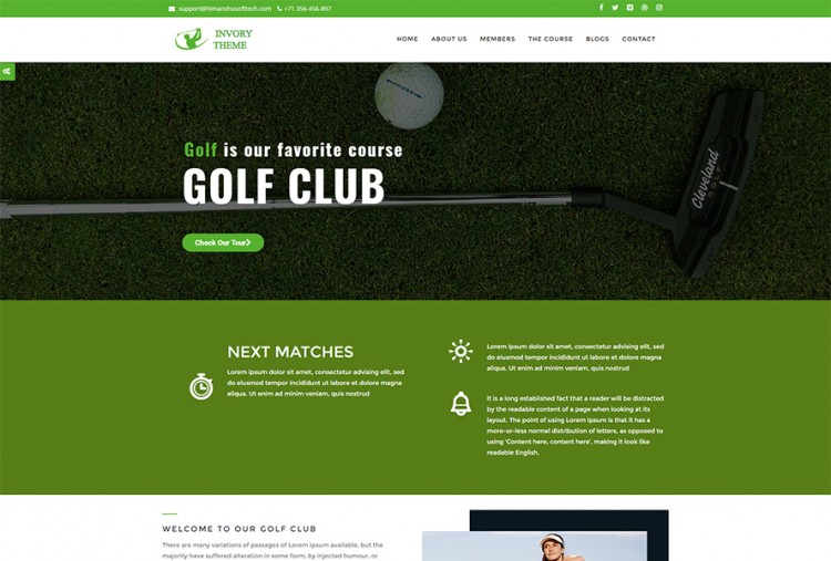 Golf Club And Sports Club WordPress Theme