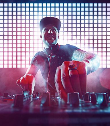 Playing DJ in party